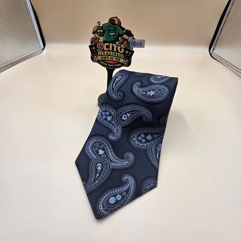 Daniel Cremieux Mens Silk‎ Tie Black Blue Paisley Hand Made USA Classic 3.5 Inch